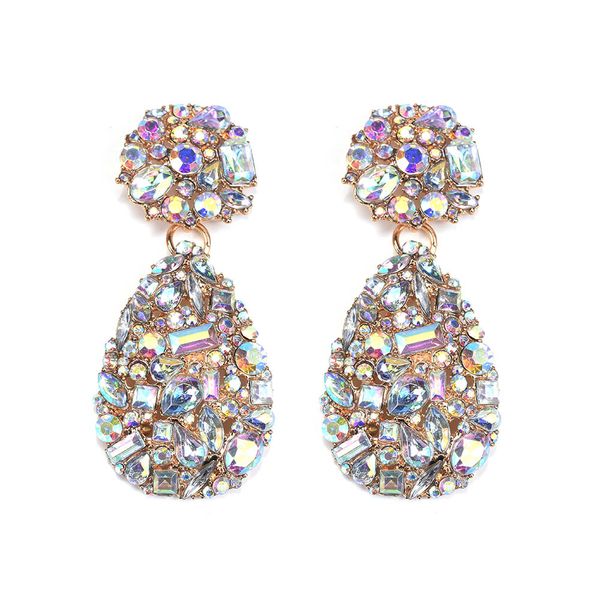 

selling new geometric exaggerated earrings european and american fashion rhinestone earrings ladies jewelry, Silver