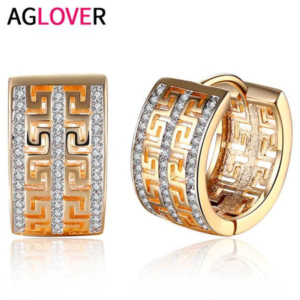 

other aglover 1.7cm fashion s925 sterling silver earrings double row checked zircon for women wedding jewelry gifts, Golden;silver