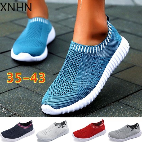 

sneakers for women summer breathable mesh shoes light weight sock shoes fashion slip on plus size, Black