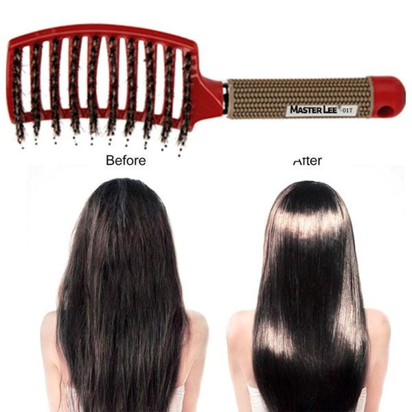 

hair brushes 2021 women scalp massage comb bristle & nylon hairbrush wet curly detangle brush for salon hairdressing styling tools, Silver