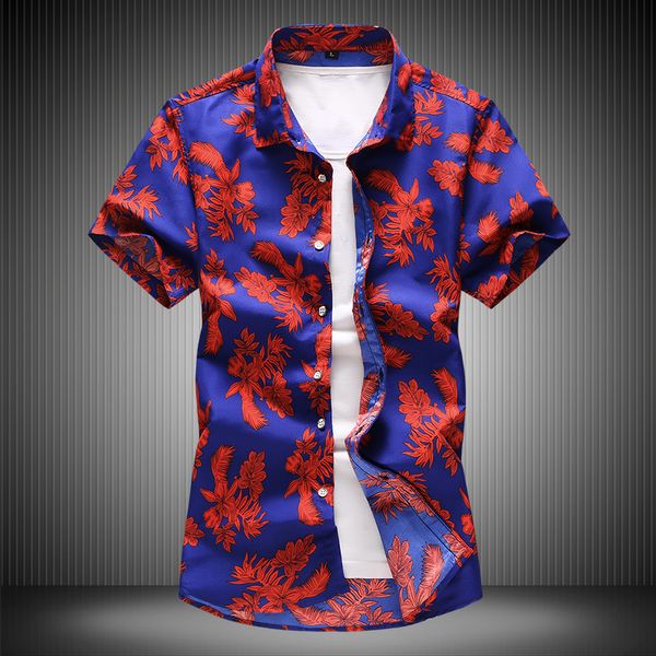 

2020 summer hawaiian go on holiday shirt yellow men floral shirts short sleeve casual shirt plus szie 7xl 6xl 6916, White;black