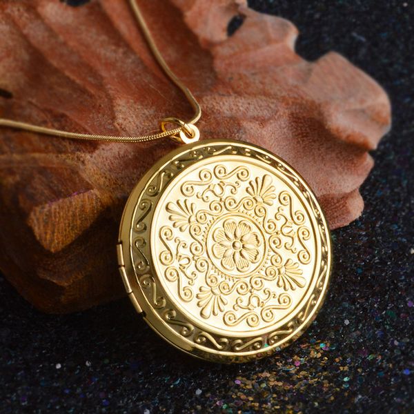 

round pattern necklace open frame necklace open box charm pendant necklace feminine silver-plated gold-plated pendant jewelry for women and