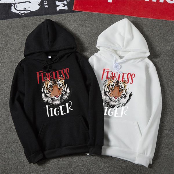 

hoodie for men tiger head 2020 new popular logo loose and large size with cap spring and autumn thin hongkong style hoodie, Black