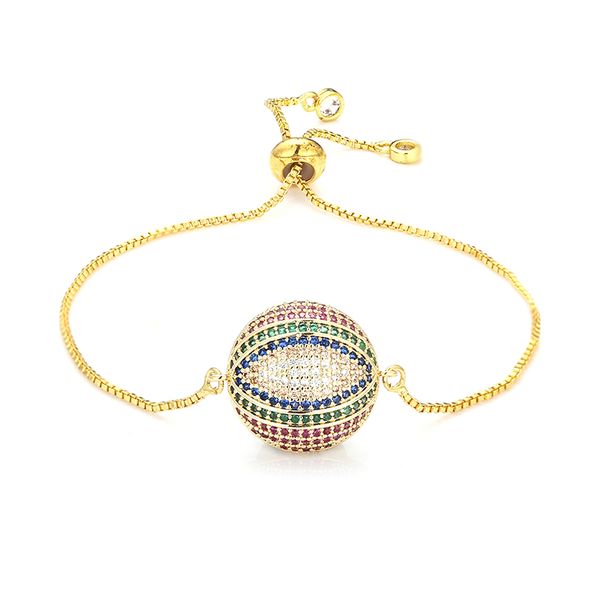 

fashion ladies cz adjustable snake chain bracelet cubic zircon accessories jewelry charm handmade eyeball bracelet dropshipping, Golden;silver