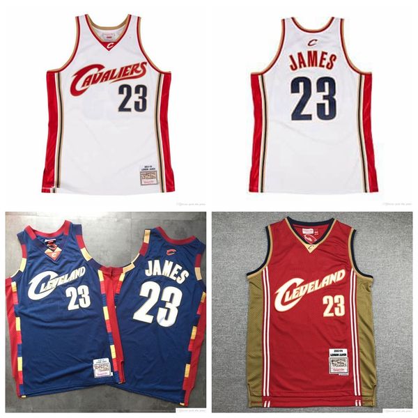 

men cleveland cavaliers 23 james mitchell & ness navy alternate 2003/04 2008/09 hardwoods classics authentic jersey, Black;red