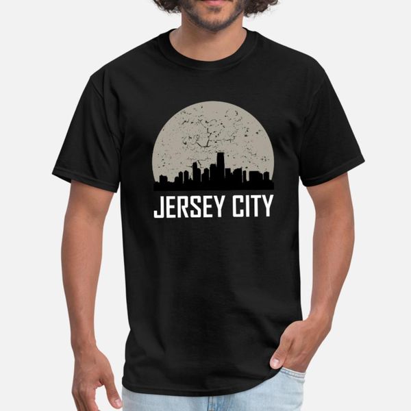 

jersey city full moon skyline t shirt men fitness tee shirt euro size s-3xl gents fitness new fashion summer style normal shirt