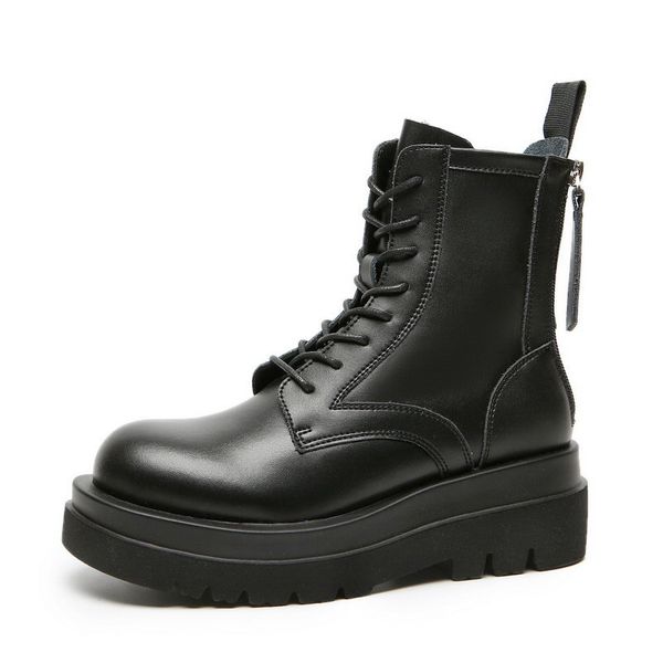 

errfc fall winter new arrival womens black fashion boots round toe woman high increasing shoes mid calf boots for lady zapatos