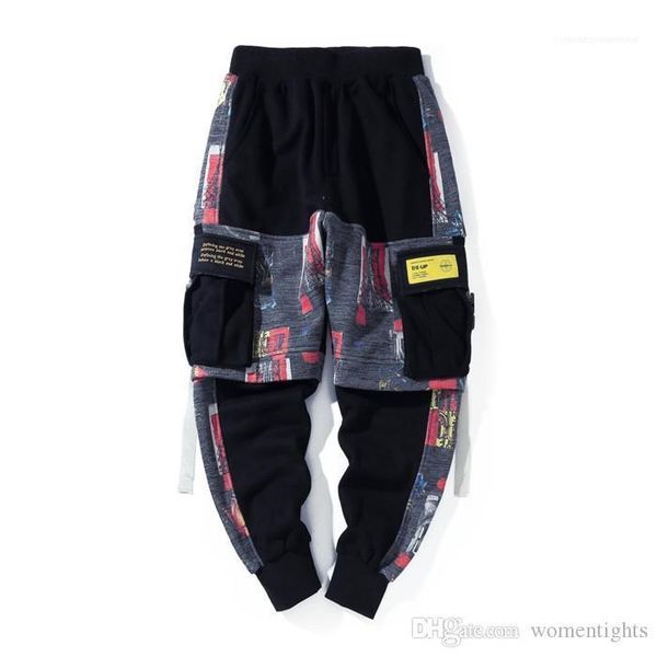 

pocket lace up homme pants mens designer contrasting little feet casual pants loose multi, Black