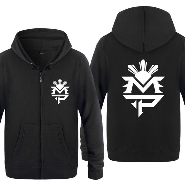 

fitness manny pacquiao logo sweatshirts men 2020 mens zipper hooded fleece hoodies cardigans, Black