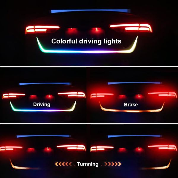 

leepee car led strip 1.2m 12v warning light brake car rear trunk tail light dynamic streamer reverse turn signal lamp lights