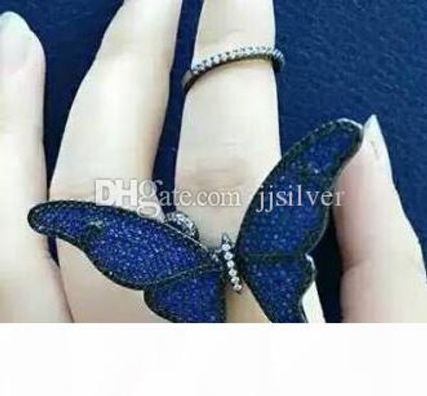 

the shapes butterfly ring of sterling silver 925 with the moving butterfly ring with moving wings with color stone wedding jewelry for party