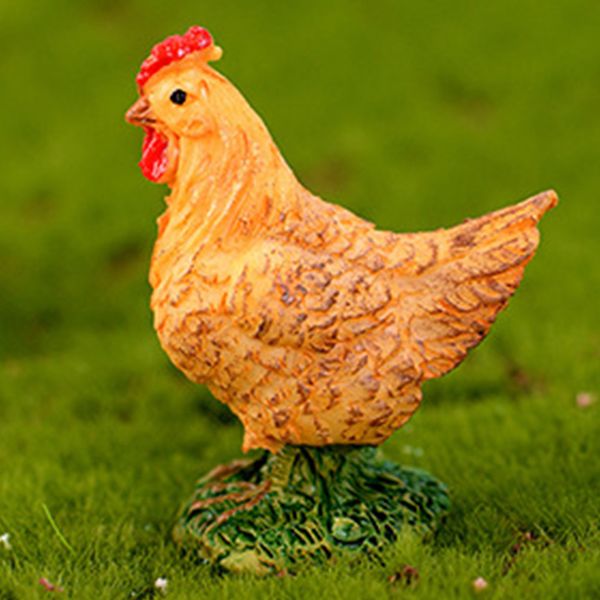 

gifts chicken figurine kid toy animal resin rooster garden ornament fairy mini