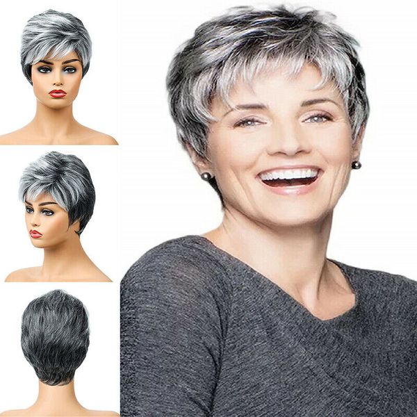 

women natural short resistant synthetic hair full wig with bangs cosplay party, Black