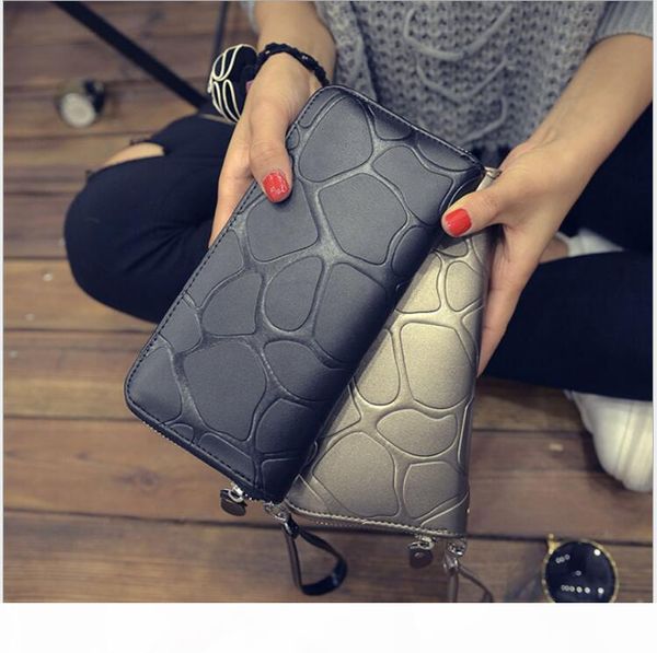 

designer-2019 new fashion zipper wallet simple long style purse, Red;black