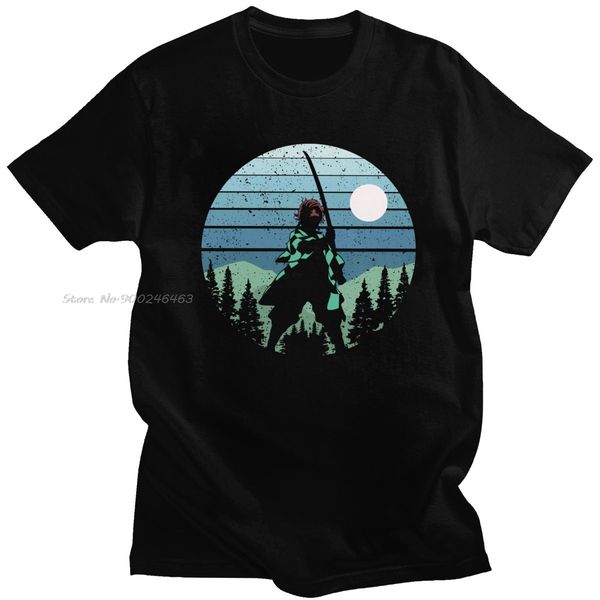

retro kimetsu no yaiba nezuko mens t shirts cotton anime manga demon slayer tshirt short sleeve tanjiro kamado tee
