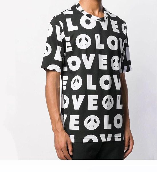 

summer europe italy hip hop luxury peace symbols love logo t shirt cool tshirt men women casual cotton short sleeve cotton tee, White;black