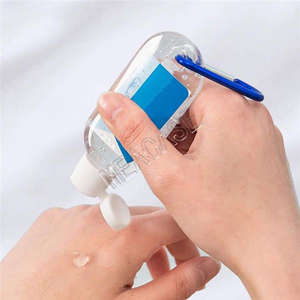 

50ml empty alcohol refillable bottle with metal key ring hook cleaning gel hand sanitizer bottles protable mini travel bottle pack d81212
