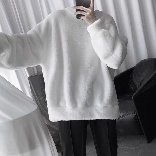 

men's hoodies & sweatshirts lambswool sweatshirt solid pullover warm turtleneck trendy clothing, Black