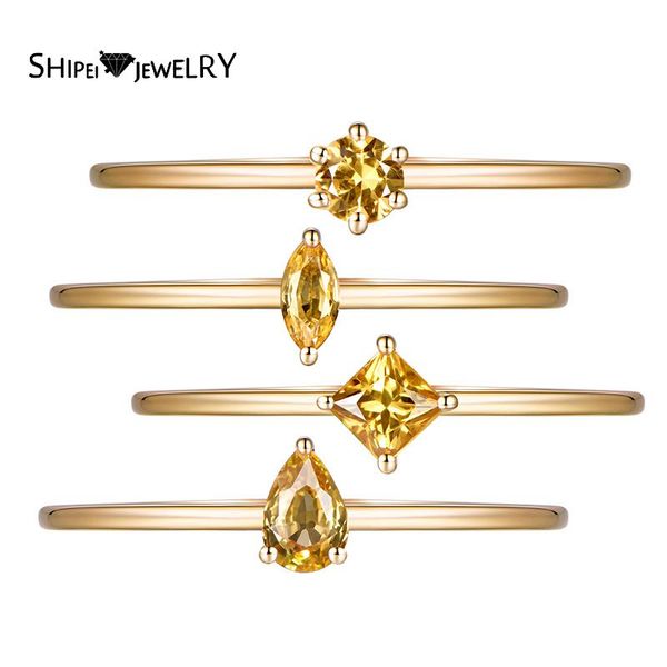 

shipei luxury 925 sterling silver greated moissanite diamonds gemstone wedding fine jewelry engagement 18k yellow gold rings, Golden;silver