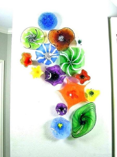 

2020 100% mouth blown borosilicate splendid l lobby wall plates wedding handmade murano gass wall lamps