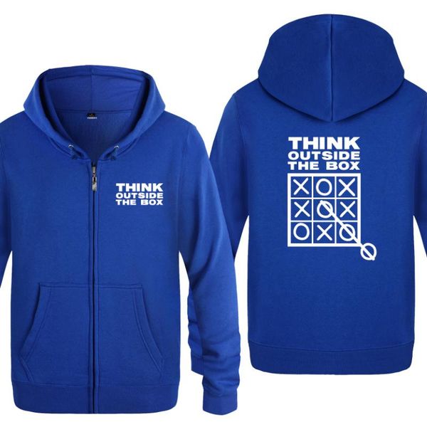 

think outside the box funny novelty hoodie sweatshirts men fashion winter mens zipper jackets hooded fleece hoodies cardigans, Black