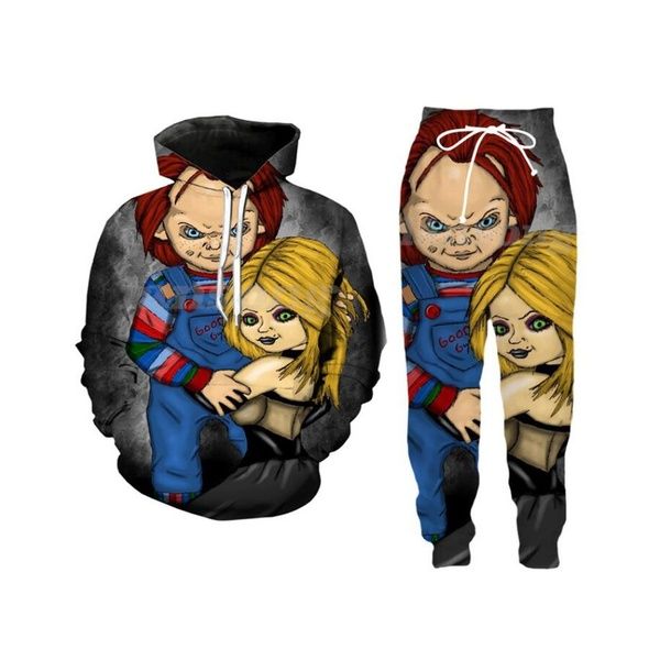 

new fashion mens/womens horror movie chucky funny 3d print hoodie+pants s107, Black