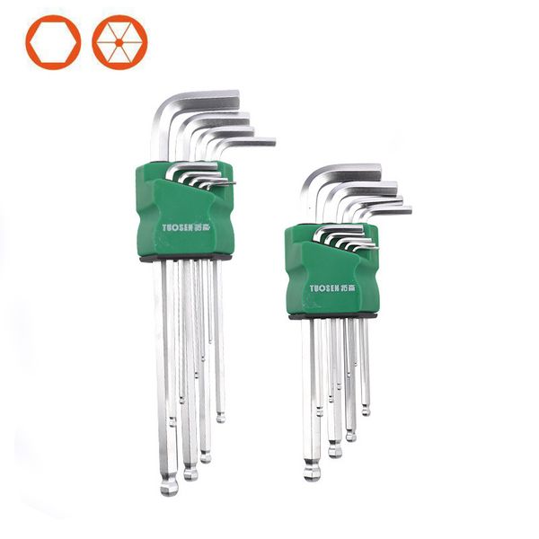 

9pcs steel l-shape allen hex key repair tools powerful type allen wrench set ball head niversal key hexagon 1.5~10mm tool kit
