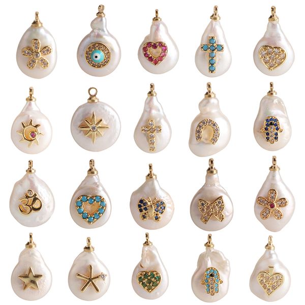 

pearl charms for jewelry making supplies eye heart crown cross pearl charms diy earring necklace metal copper cz accessories, Bronze;silver