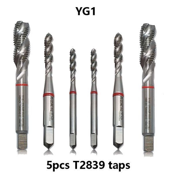 

yg1 t2839 multi-purpose sprial flute taps unc unf 4-40 5-40 10-32 1/2 1/4 3/4 3/8 5/8 5/16 hss-ex cnc tapping 5pcs ing