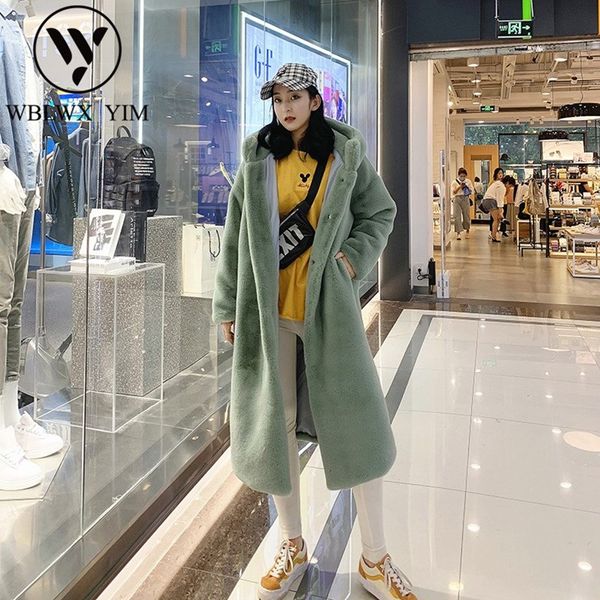 

hooded faux rex fur coat women fashion casual fur jacket loose coats female thick warm winter overcoat, Black