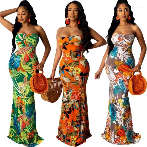 

slim dresses straples floral printed bodycon dresses hawaiian style lace up backless maxi dresses summer sexy, Black;gray