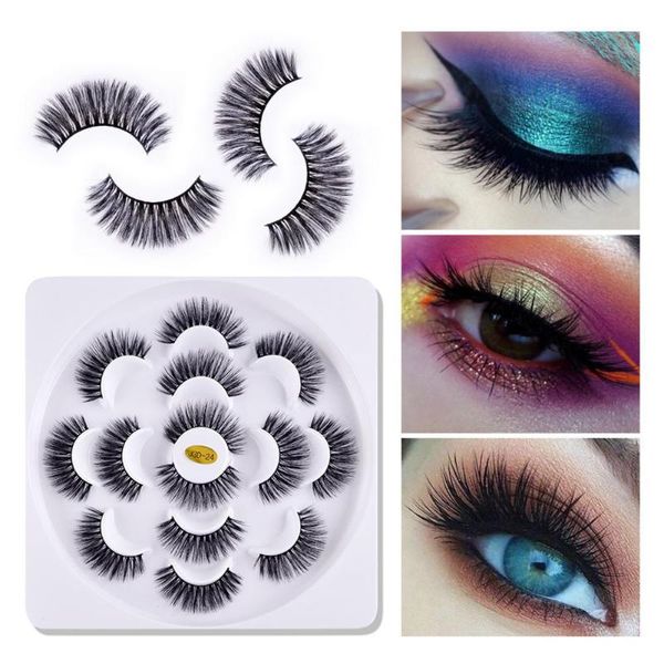 

false eyelashes 7 pairs lotus disk mink hair fake lashes 3d make up long lasting volume extension reusable