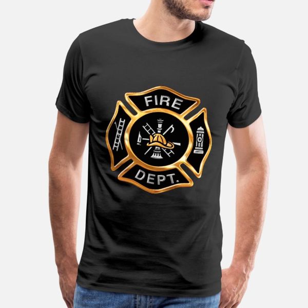 

gold firefighter emblem t shirt men customize 100% cotton o neck outfit graphic funny summer style unique shirt