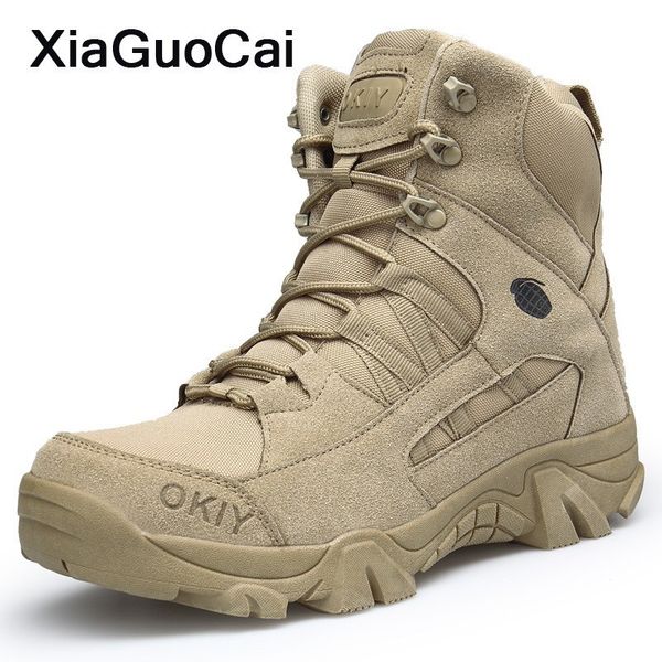 

boots 2021 men desert spring autumn ankle army boot tactical high male shoes lace up round toe plus size footwear, Black