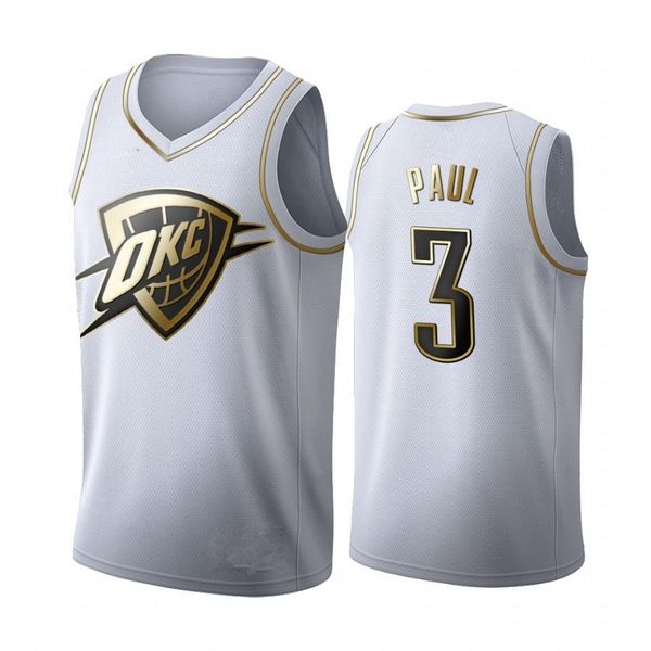 

oklahoma city thunder shai gilgeous-alexander chris paul men golden nba edition white basketball jersey, Black