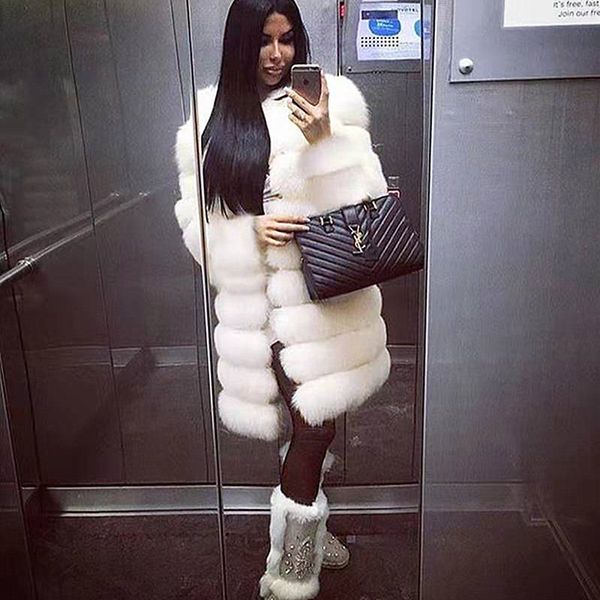 

2020 new arrival long warm faux fur coat white leopard grain celebrity evening long coart women, Black