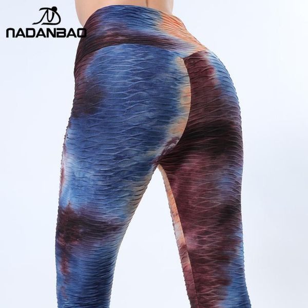 

nadanbao push up workout leggings women tie dye print fitness leggins fashion high waist elastic pants running wear xxxl, Black