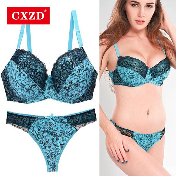 

cxzd lace push up bra set lingerie women underwear sets intimates embroidery brassiere floral big size bralette brief sets, Red;black