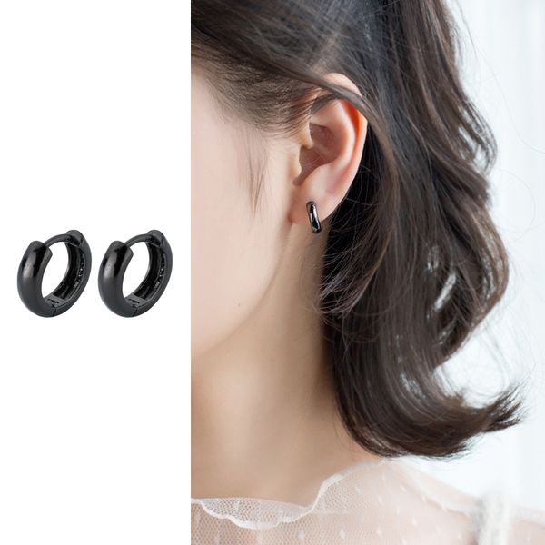 

mocanie hight quality 925 sterling silver 3 color geometric round classic hoop earring for women korea style fine jewelry bijoux, Golden;silver