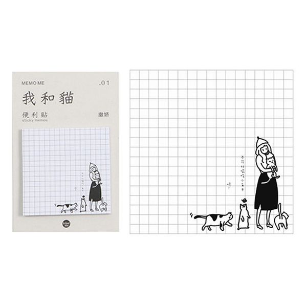 

paper notes art office stationery memo pad cartoon school self adhesive cute cat, Purple;pink