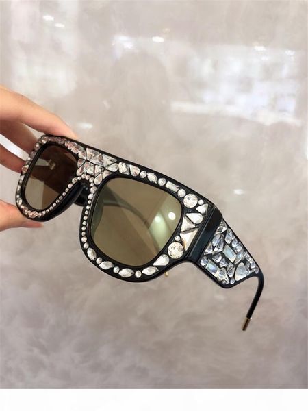 

9368 womens fashion with stone cool square frame men sunglasses uv protection lens eyewear with original box women sunglass, White;black