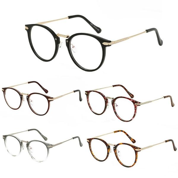 

men women vintage fashion casual eye glasses round frame spectacle plain mirror optical clear lens eyewear, Black