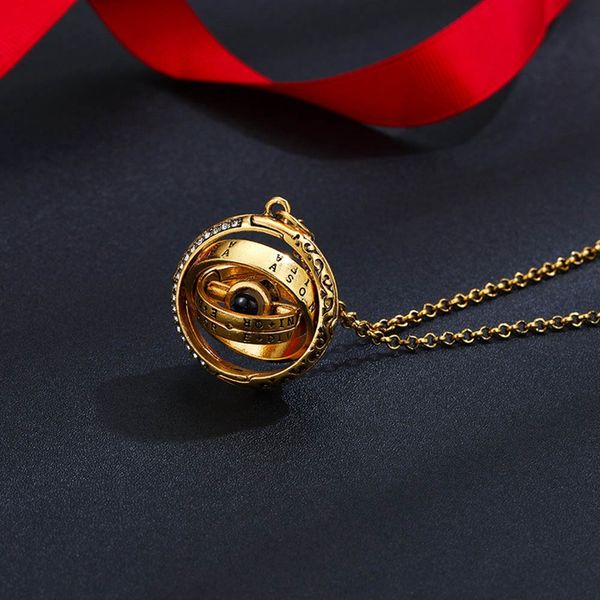 

100 language i love you projection necklace for women love memory astronomical ball pendant necklace fashion jewelry, Silver