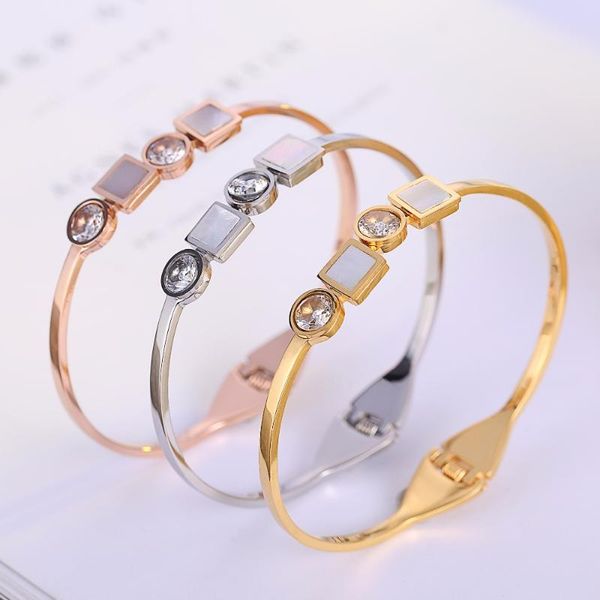 

bangle shell famous charm jewelry titanium cuff bangles 316l stainless steel bracelets for women lover gift, Black