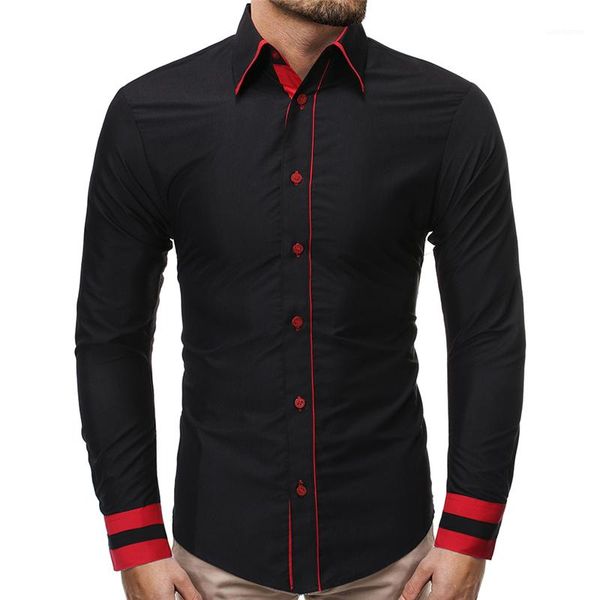 

casual shirts lapel neck single breasted male tshirts contrast color straight homme clothing mens designer striped, White;black