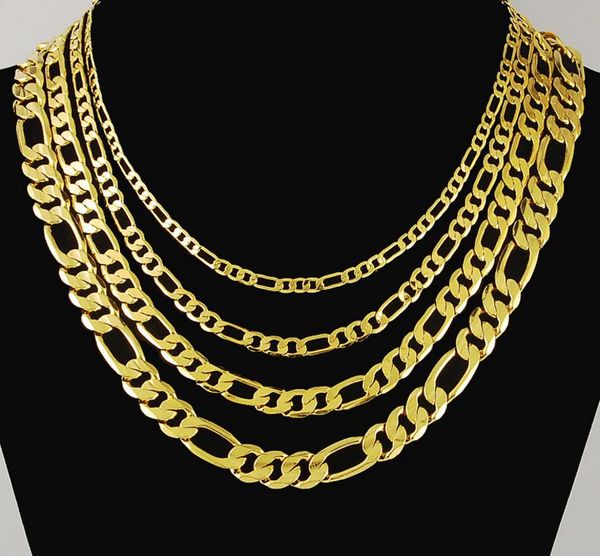 

classic figaro cuban link chain necklace 24k real gold plated stainless steel fashion jewelry accessories punk style vacuum plating jewelry, Silver