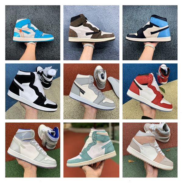 

new 1 high og travis scotts basketball shoes spiderman unc milan mid 1s black and white panda obsidian pink men's women's designer