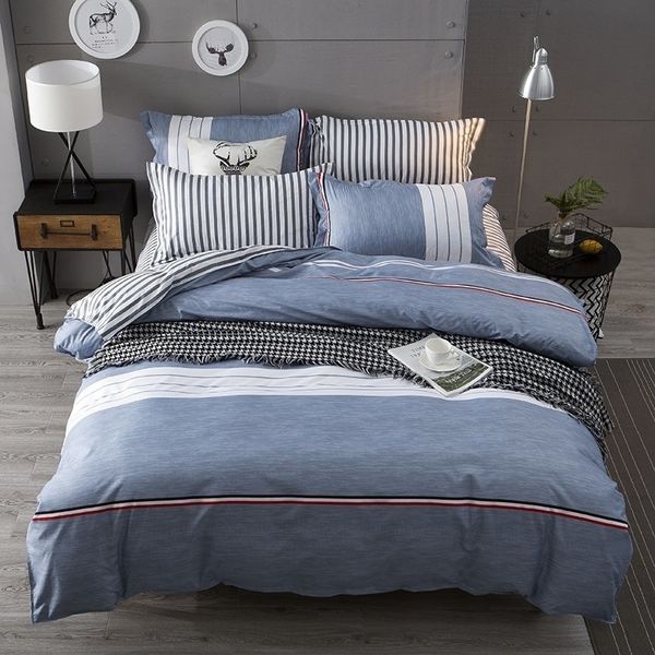 

bedding sets 3 pcs or 4pcs/set striped simple style duvet cover set with zipper closure comforter pillowcases&bed sheets twin/quee