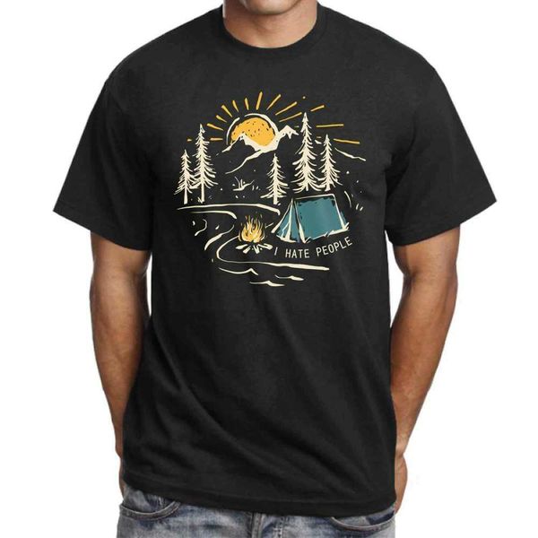 

Summer the person I hate the most, I love camping T-shirts and camping out campfires to hike their male T-shirts casual mens top black