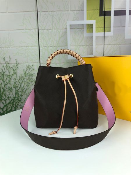 

v brown flower fashion bucket crossbody bags genuine leather single shoulder bags messenger women tote clutch bags handbags purses